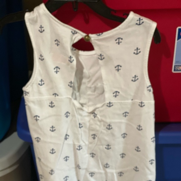 Girls White/Navy Anchor Tank Top Size 6X - Picture 4 of 5